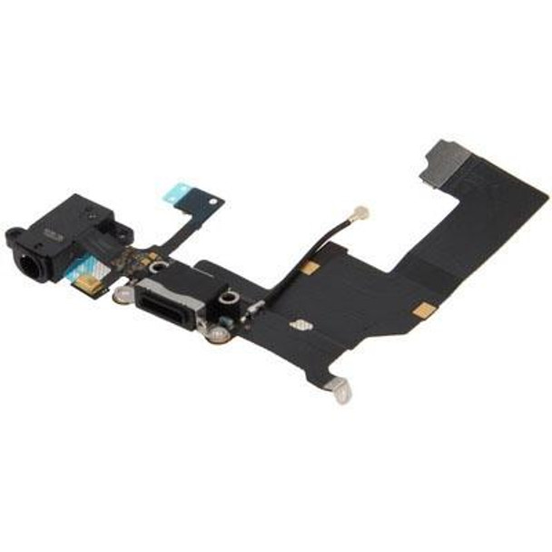 Original Tail Connector Charger Flex Cable + Headphone Audio Jack Ribbon Flex Cable for iPhone 5(Black)