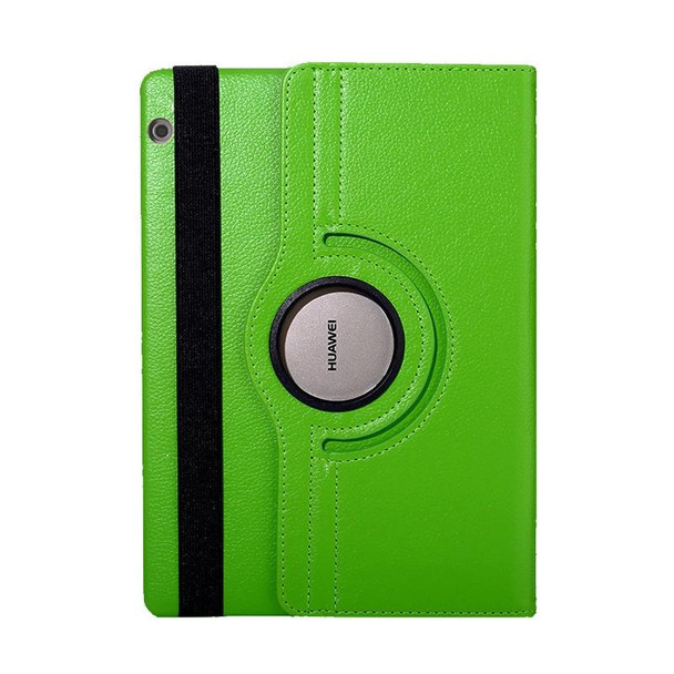 Litchi Texture Horizontal Flip 360 Degrees Rotation Leather Case for Huawei MediaPad T5 10.1, with Holder (Green)