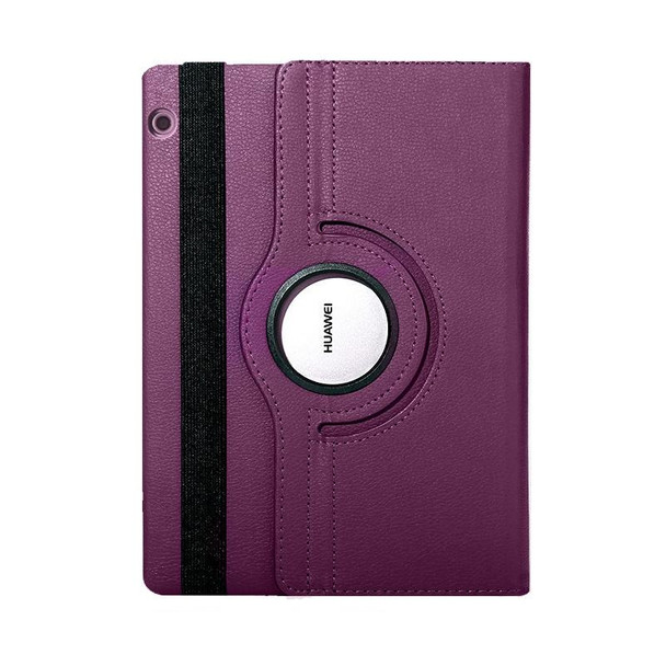 Litchi Texture Horizontal Flip 360 Degrees Rotation Leather Case for Huawei MediaPad T5 10.1, with Holder (Purple)