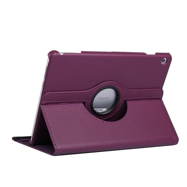 Litchi Texture Horizontal Flip 360 Degrees Rotation Leather Case for Huawei MediaPad T5 10.1, with Holder (Purple)