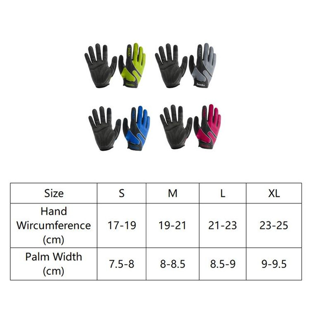 Boodun Bicycle Gloves Long Finger Cycling Glove Sports Outdoor Elastic Touch Screen Gloves, Size: S(Green)