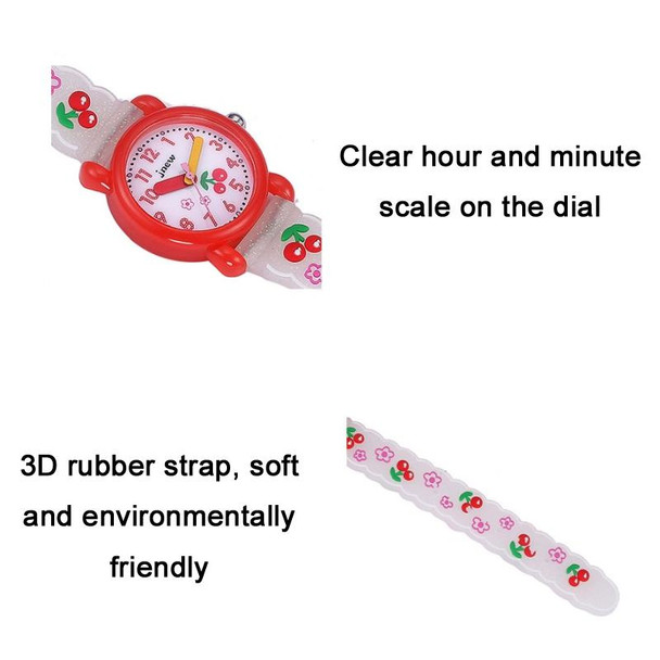 JNEW A335-86236 Children Cute Cartoon Cherry Waterproof 3D Silicone Quartz Watch(Red)