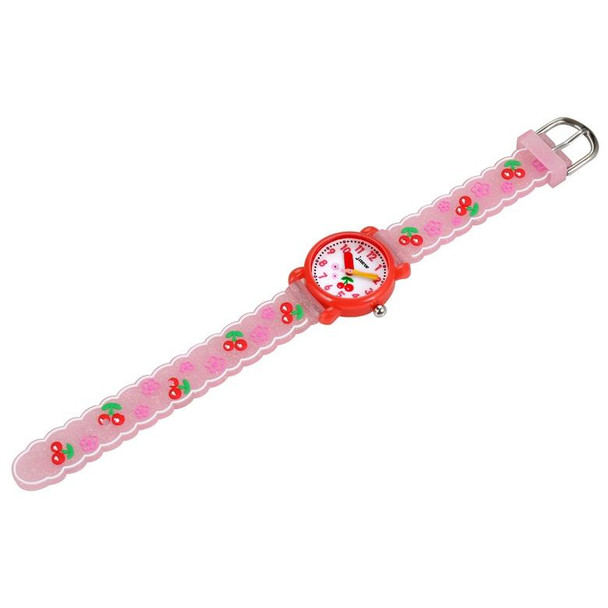 JNEW A335-86236 Children Cute Cartoon Cherry Waterproof 3D Silicone Quartz Watch(Red)