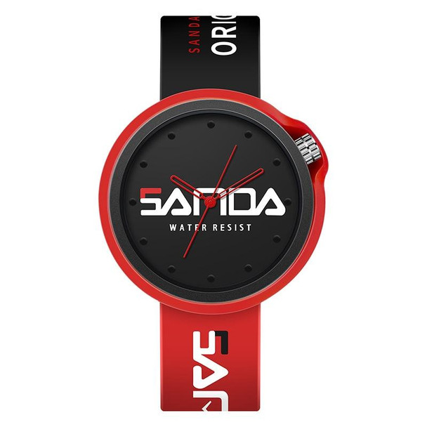 SANDA 3200 Silicone Belt Quartz Sports Watch - Men And Women(Red Black)