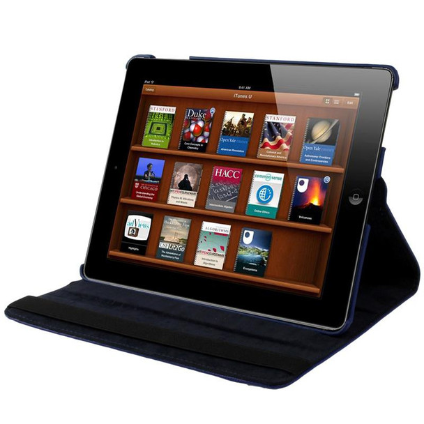 360 Degree Rotatable Leatherette Case with Sleep / Wake-up Function & Holder for New iPad (iPad 3), Sapphire Blue