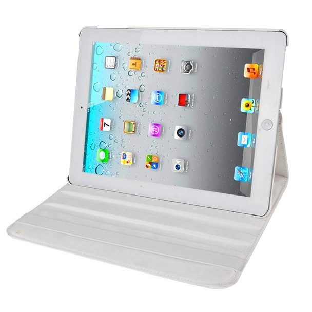 360 Degree Rotatable Leatherette Case with Sleep / Wake-up Function & Holder for New iPad (iPad 3)(White)