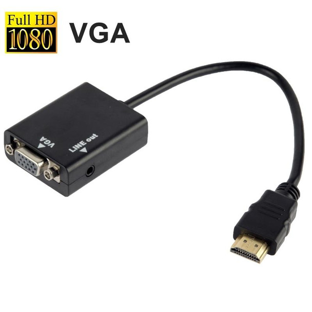 26cm HDMI to VGA + Audio Output Video Conversion Cable with 3.5mm Audio Cable, Support Full HD 1080P(Black)