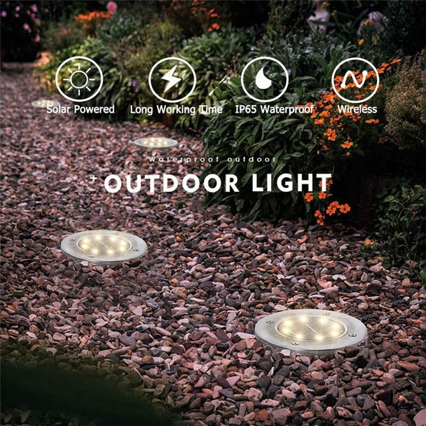 2 PCS 12 LEDs Solar Powered Buried Light Under Ground Lamp IP65 Waterproof Outdoor Garden Street Light (Warm White)