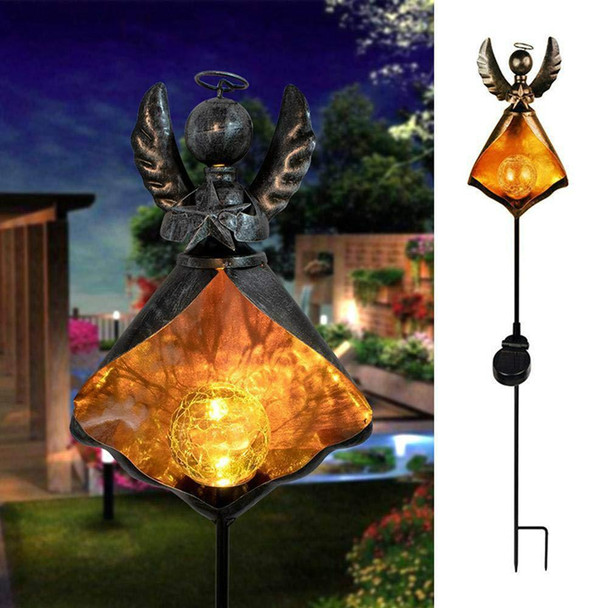 Solar Flame Light LED Iron Art Outdoor Garden Lawn Decorative Ground Plug Light Landscape Lamp(Style 3)