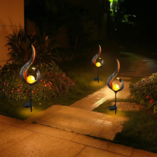 Solar Flame Light LED Iron Art Outdoor Garden Lawn Decorative Ground Plug Light Landscape Lamp(Style 1)
