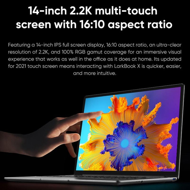 CHUWI LarkBook X Laptop, 14 inch, 8GB+256GB, Windows 10, Intel Celeron N5100 Quad Core 1.1GHz-2.8GHz, Support Dual Band WiFi / Bluetooth / TF Card Extension (Dark Gray)