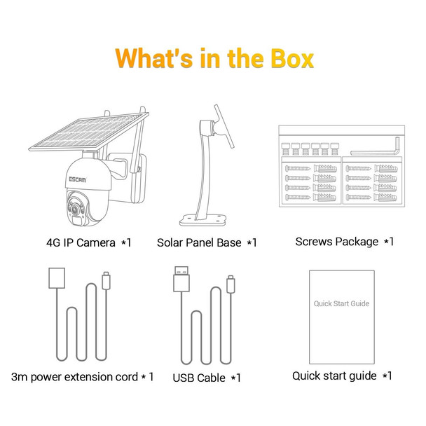 ESCAM QF450 HD 1080P 4G US Version Solar Powered IP Camera with 128G Memory, Support Two-way Audio & PIR Motion Detection & Night Vision & TF Card