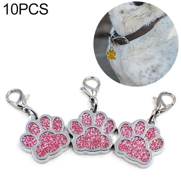 10 PCS Enamel Cat Dog  Bear Paw Prints Key Chain Jewelry Making(Pink)