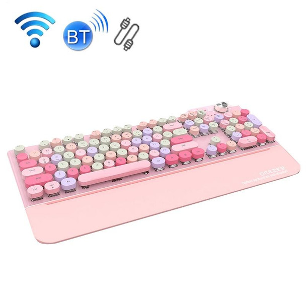 Mofii GEEZER G7 107 Keys Wired / Wireless / Bluetooth Three Mode Mechanical Keyboard, Cable Length: 1.5m(Barbie Pink)