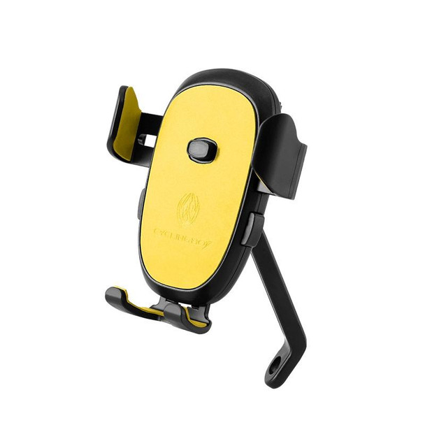 2 PCS CYCLINGBOX BG-2930 Bicycle Mobile Phone Frame Plastic One-Click Lock Mobile Phone Bracket, Style: Rearview Mirror Installation (Yellow