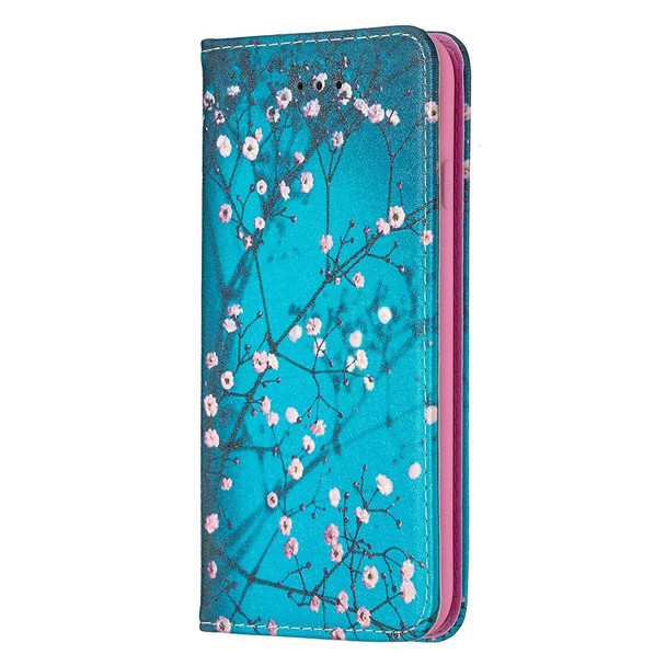 Colored Drawing Pattern Invisible Magnetic Horizontal Flip PU Leatherette Case with Holder & Card Slots & Wallet - iPhone 8 & 7(Plum Blossom)