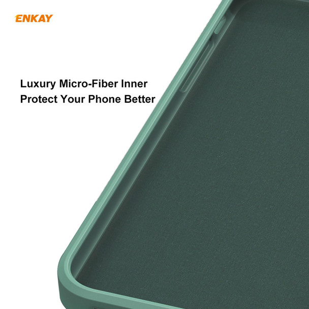 ENKAY ENK-PC0722 Hat-Prince Liquid Silicone Straight Edge Shockproof Protective Case + 0.26mm 9H 2.5D Full Glue Full Screen Tempered Glass Film - iPhone XS Max(Dark Green)