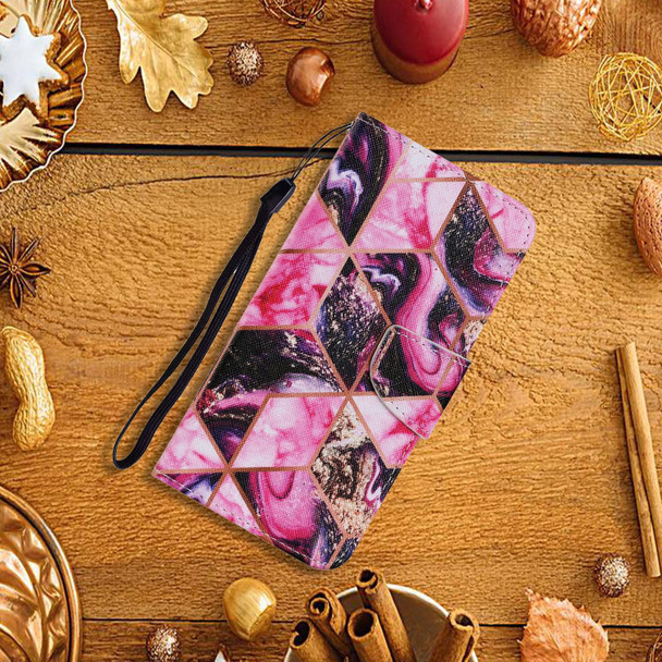 Coloured Drawing Pattern Horizontal Flip PU Leatherette Case with Holder & Card Slots & Wallet & Lanyard - iPhone 6 & 6s(Purple Marble)