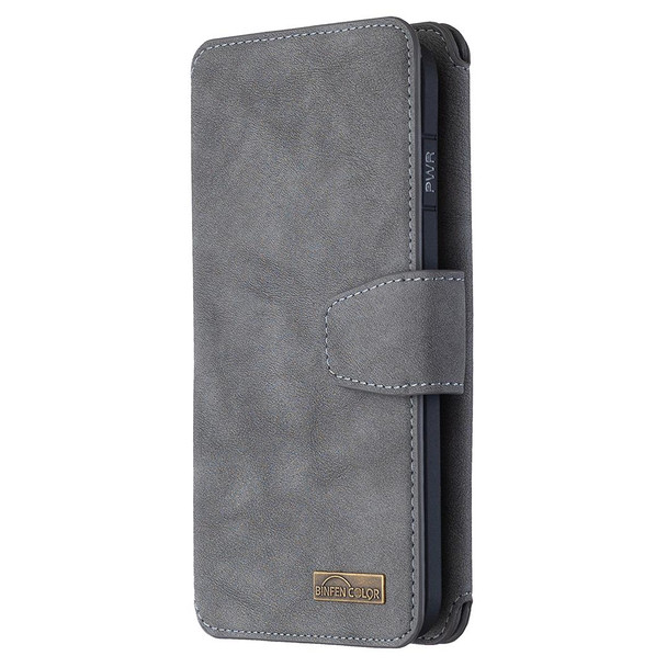 Detachable Frosted Magnetic Horizontal Flip Leatherette Case with Card Slots & Holder & Zipper Wallet & Photo Frame - iPhone 8 Plus / 7 Plus(Grey)