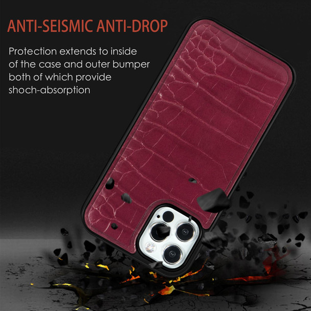 Crocodile Texture Embossing Magnetic PU + TPU Protective Magsafe Case - iPhone 12 / 12 Pro(Red)