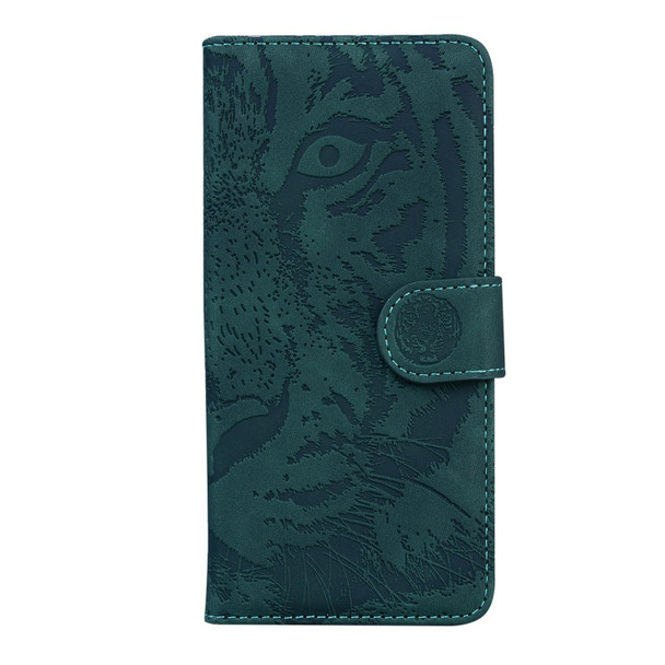 iPhone SE 2022 / SE 2020 / 8 / 7 Tiger Embossing Pattern Horizontal Flip Leather Case with Holder & Card Slots & Wallet(Green)