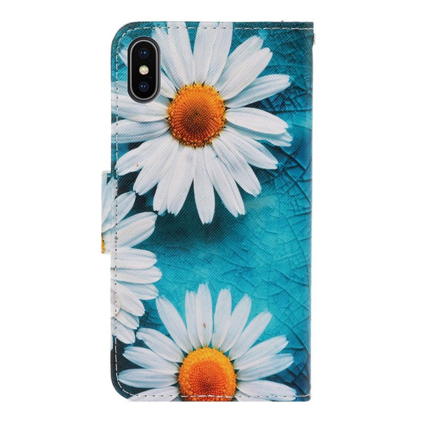 iPhone X / XS 3D Colored Drawing Horizontal Flip PU Leather Case with Holder & Card Slots & Wallet(Chrysanthemum)