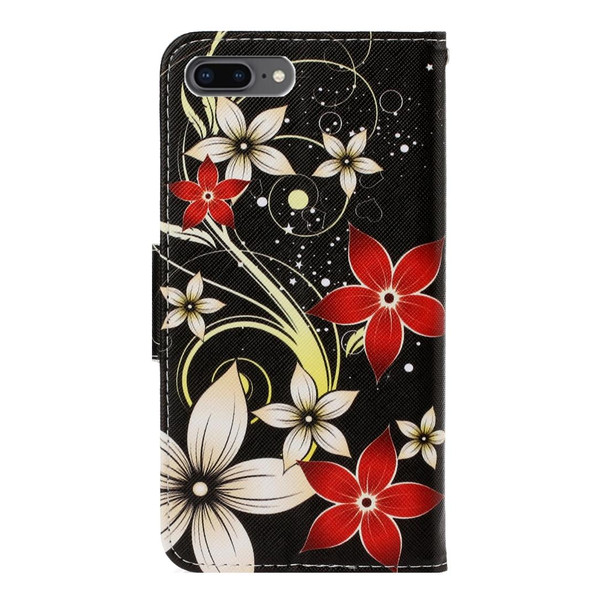 iPhone 8 Plus / 7 Plus 3D Colored Drawing Horizontal Flip PU Leather Case with Holder & Card Slots & Wallet(Red Flower)