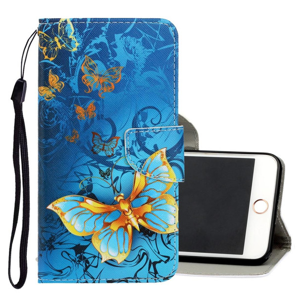 iPhone 6 Plus / 6s Plus 3D Colored Drawing Horizontal Flip PU Leather Case with Holder & Card Slots & Wallet(Jade Butterfly)