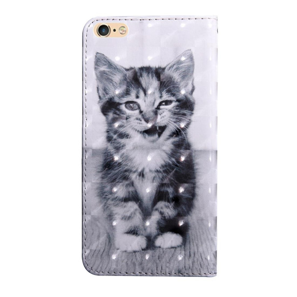 3D Painting Pattern Coloured Drawing Horizontal Flip TPU + PU Leatherette Case with Holder & Card Slots & Wallet - iPhone 6 Plus(Smile Cat)