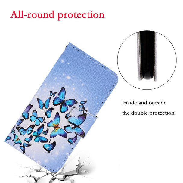 3D Colored Drawing Horizontal Flip PU Leatherette Case with Holder & Card Slots & Wallet - iPhone 12 / 12 Pro(Multiple Butterflies)