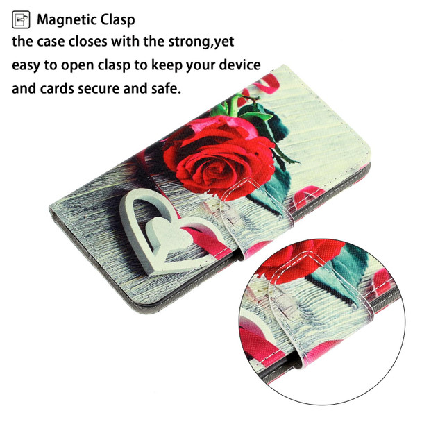 3D Colored Drawing Horizontal Flip PU Leatherette Case with Holder & Card Slots & Wallet - iPhone 12 mini(Red Rose)