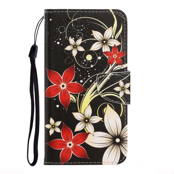 3D Colored Drawing Horizontal Flip PU Leatherette Case with Holder & Card Slots & Wallet - iPhone 12 mini(Red Flower)