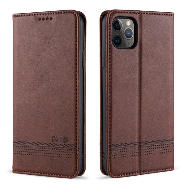 iPhone 12 mini AZNS Magnetic Calf Texture Horizontal Flip Leather Case with Card Slots & Holder & Wallet(Dark Brown)