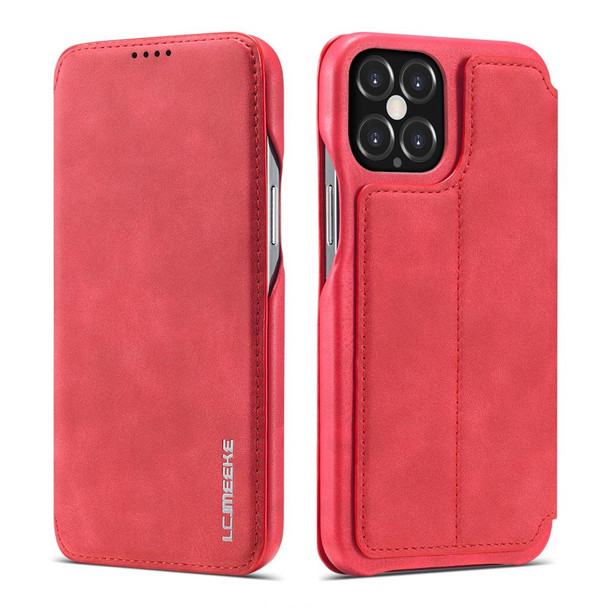 iPhone 12 / 12 Pro LC.IMEEKE Hon Ancient Series Horizontal Flip Leather Case with Holder & Card Slot(Red)