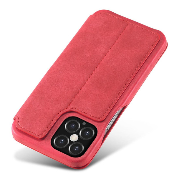 iPhone 12 / 12 Pro LC.IMEEKE Hon Ancient Series Horizontal Flip Leather Case with Holder & Card Slot(Red)
