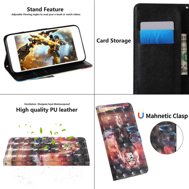 iPhone 12 / 12 Pro 3D Painting Colored Drawing Pattern Horizontal Flip TPU + PU Leather Case with Holder & Card Slots & Wallet & Lanyard(Dream Lion)