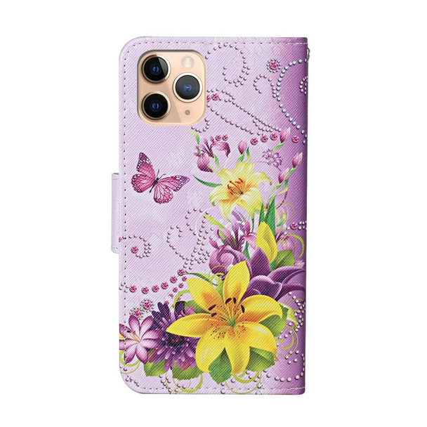 iPhone 11 Pro Colored Drawing Pattern Horizontal Flip Leather Case with Holder & Card Slots & Wallet(Yellow Flower Butterfly)