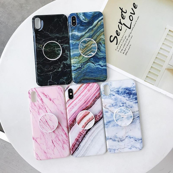 Glossy Marble Folding Bracket Anti-drop TPU Case for iPhone XR(Z24)