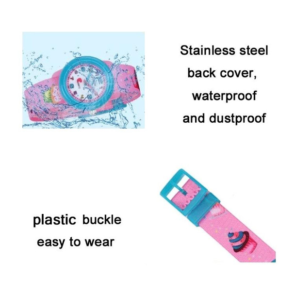 JNEW A369-86306 Children Time Cognition Waterproof Cartoon Ribbon Quartz Watch(Ice Ccream)