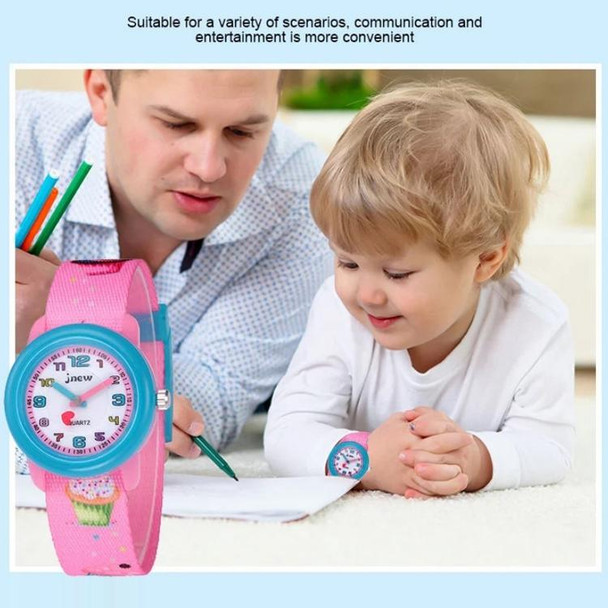 JNEW A369-86306 Children Time Cognition Waterproof Cartoon Ribbon Quartz Watch(Ice Ccream)