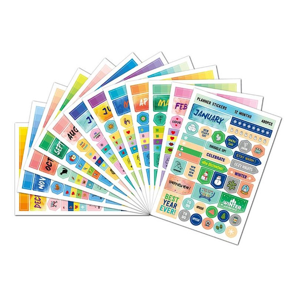 0908-J4 3 Sets Encourage Holiday Decoration Note Stickers Planning Stickers(12 PCS/Set)