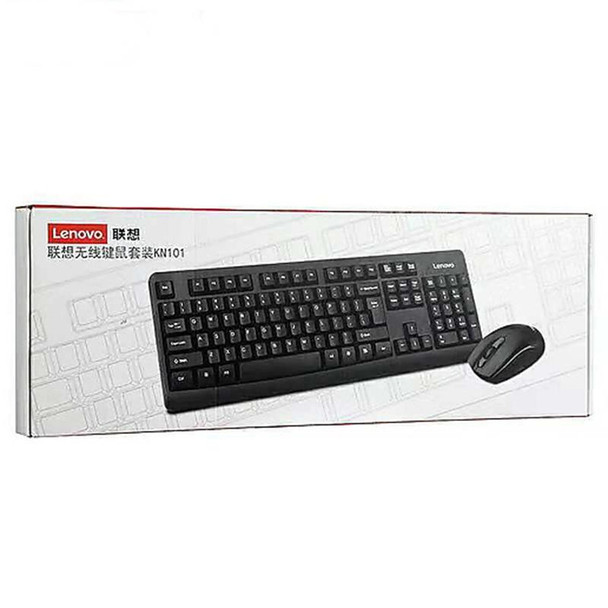 Lenovo KN101 Simple Wireless Keyboard Mouse Set (Black)