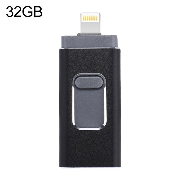 easyflash RQW-01B 3 in 1 USB 2.0 & 8 Pin & Micro USB 32GB Flash Drive(Black)