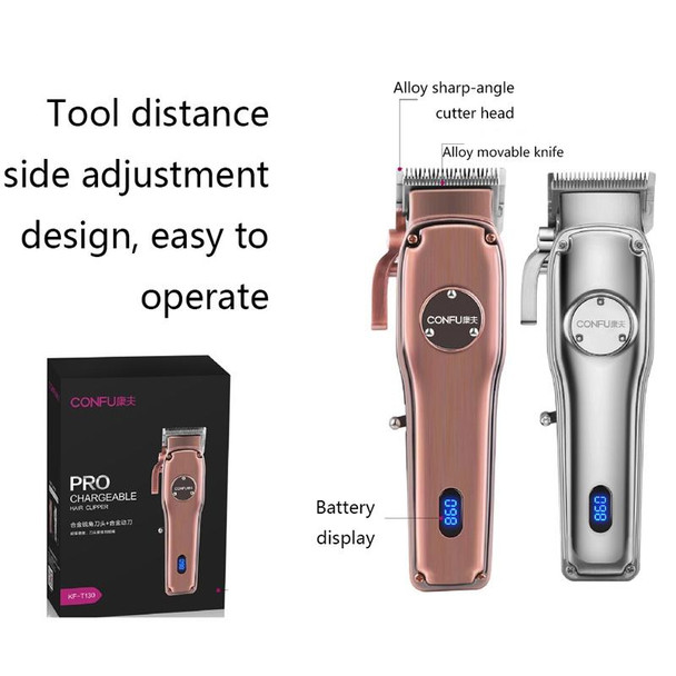 T130 Silver  CONFU Vintage Engraving Electric Hair Clipper Hair Razor Household Hair Salon Hair Clipper