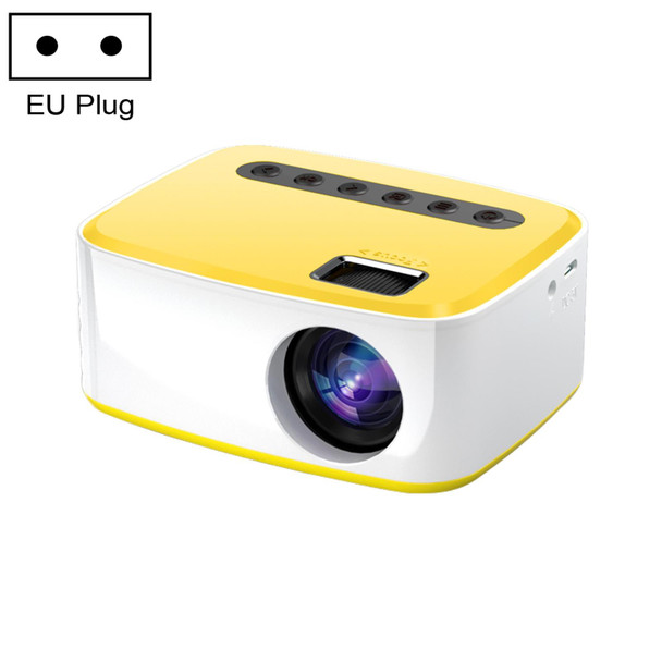 T20 320x240 400 Lumens Portable Home Theater LED HD Digital Projector, Same Screen Version, EU Plug(White Yellow)