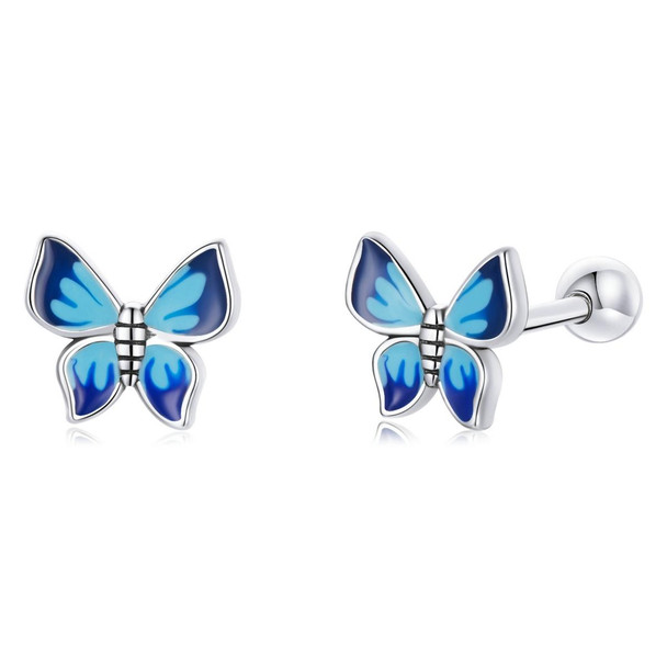 S925 Sterling Silver Butterfly Ear Studs Women Earrings