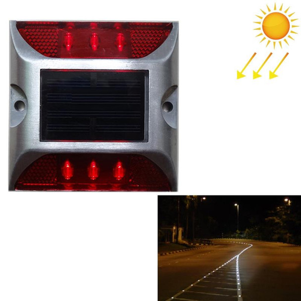 Solar Square Road Stud Light Car Guidance Light Road Deceleration Light, Flashing Bright Version (Red)