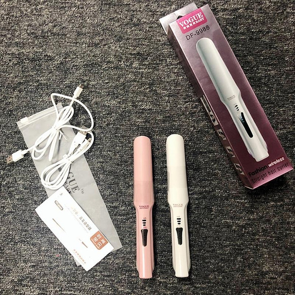 Wireless Mini USB Rechargeable Hair Straightener Hair Curler Double Purpose Hair Splint(Pink)