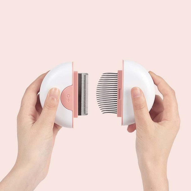 Pet Dual Purpose Long Hair Comb Dual Function Cat Massage Comb to Remove Floating Hair(Cherry Blossom Powder)