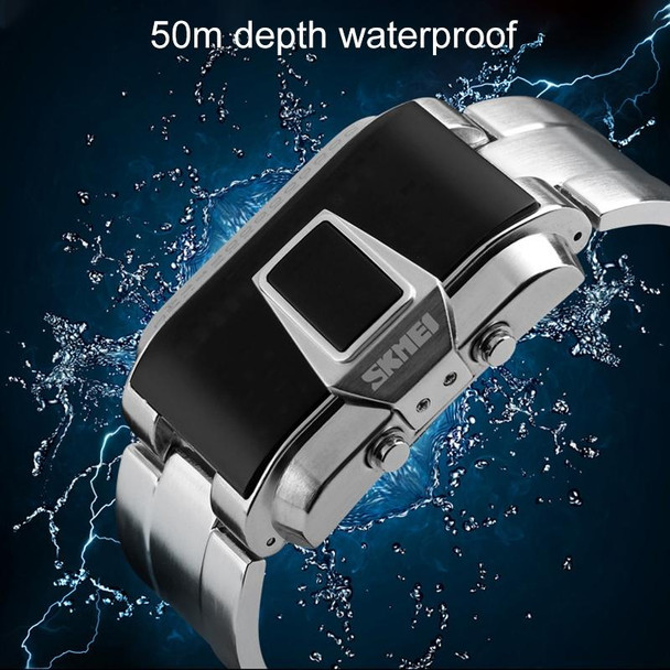 SKMEI 1179 Multifunctional Men Outdoor Sports Noctilucent Waterproof LED Digital Watch(Silver)
